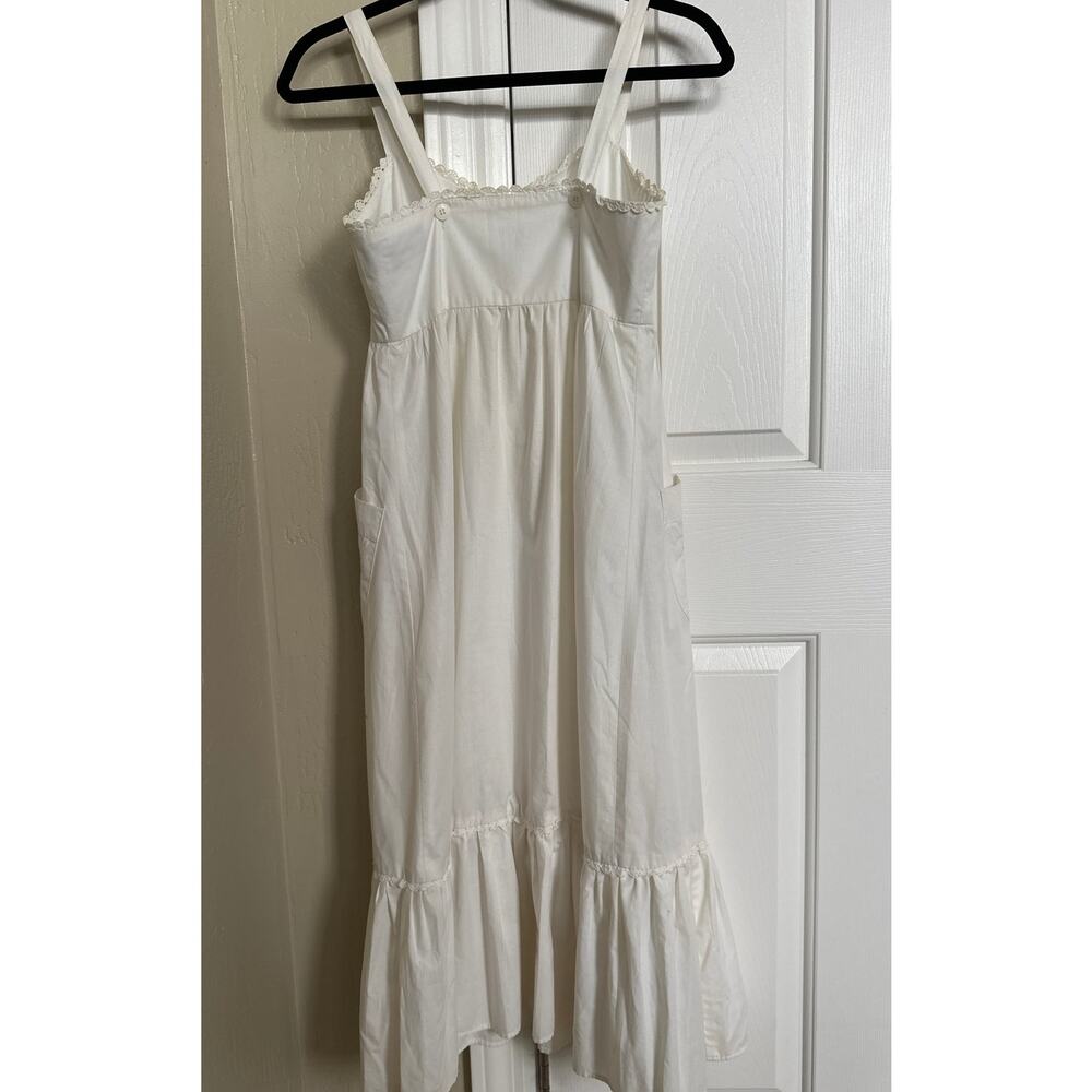 Vintage Cottage Core White Sleeveless Dress Embroidered Flowers Whip-O-Will - Picture 3 of 6